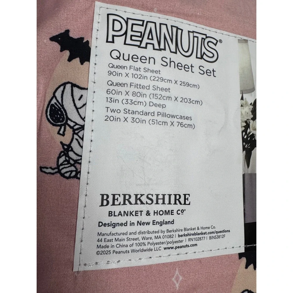 Peanuts‎ Snoopy Mummy Halloween Queen Sheet Set Pink Berkshire Blanket 4pc New